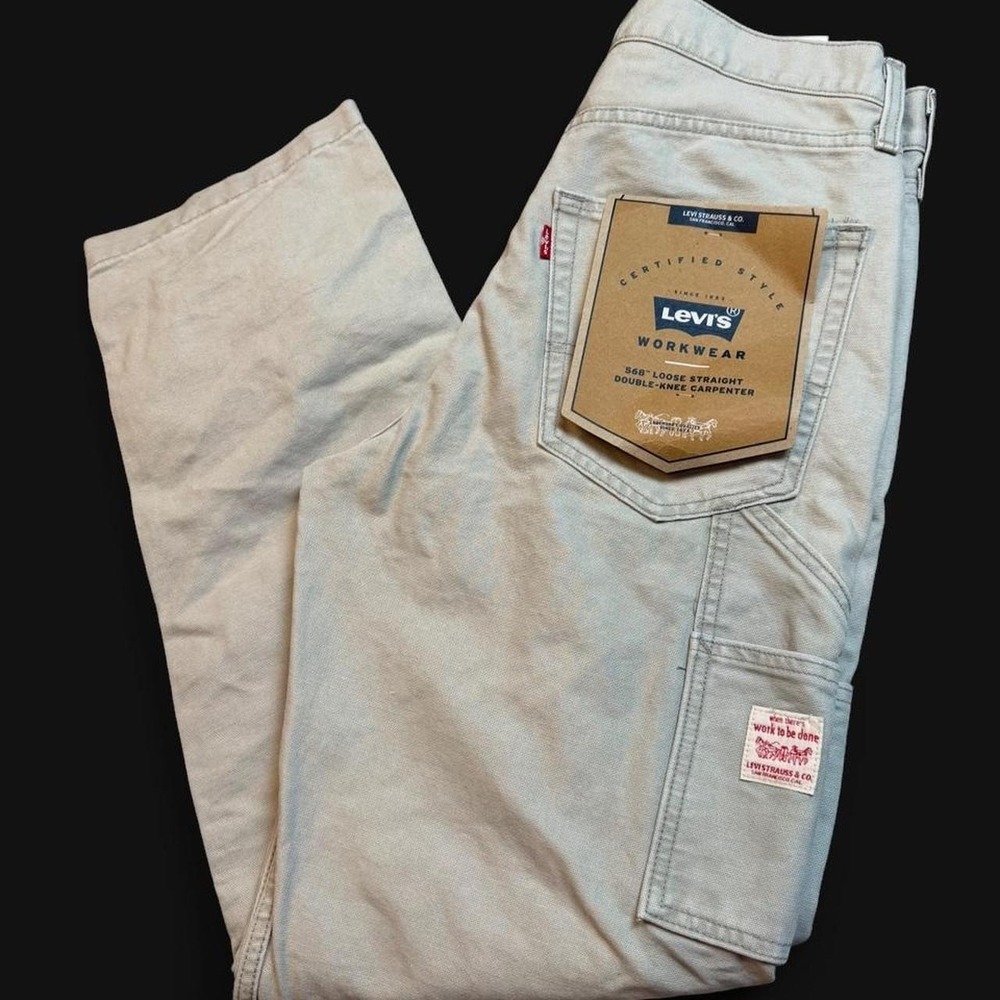 Levis 568 Double Knee Carpenter Tan Loose Denim Tag Size 30x32 brand new